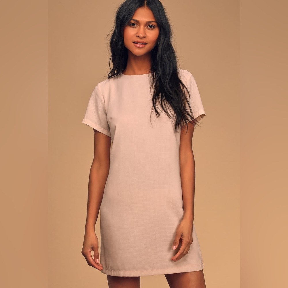 Lulus Shift and Shout Blush Soft Pink Shift Mini Dress sz Medium